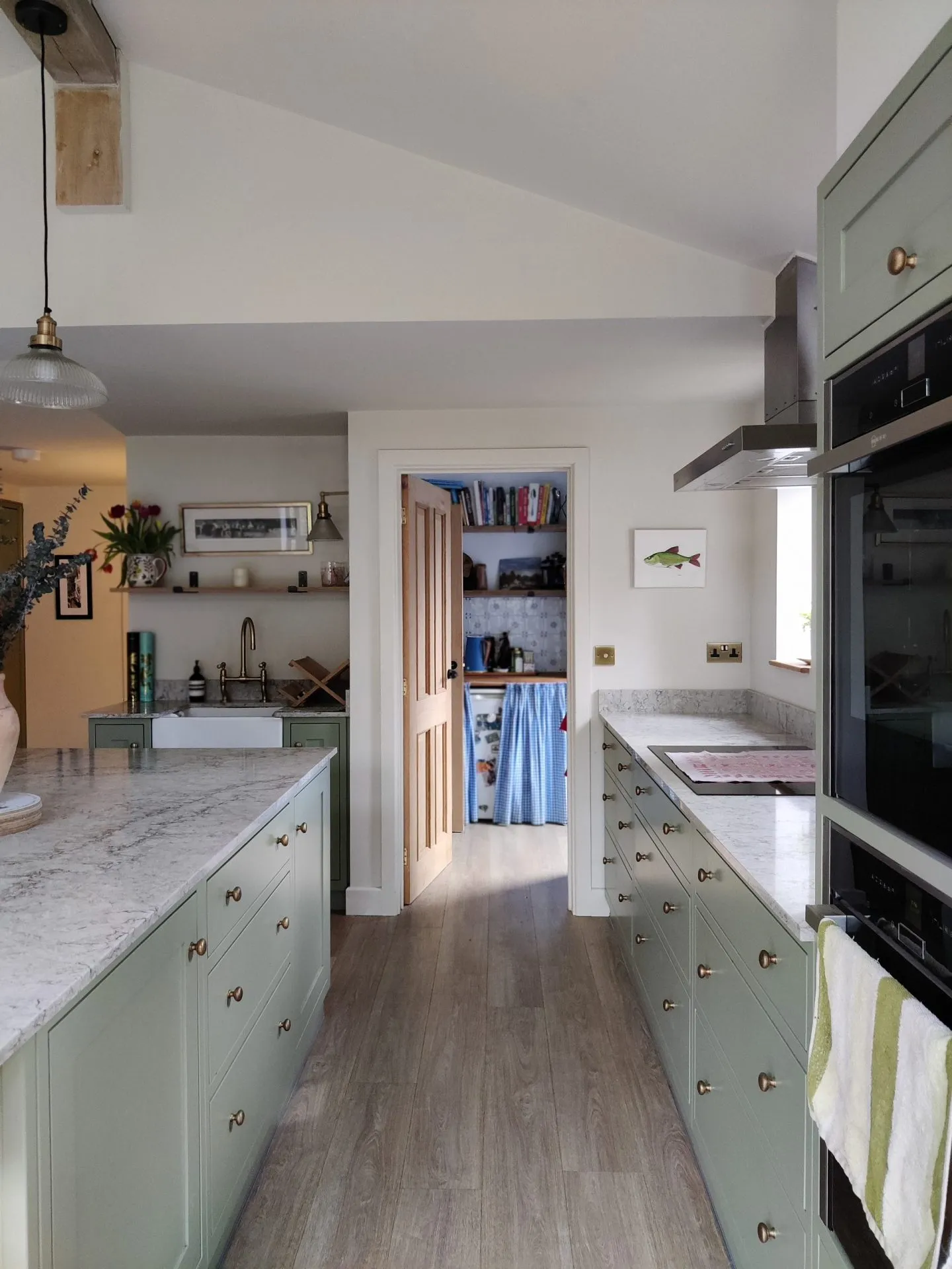 Interior kitchen-diner under the sloping rooflight