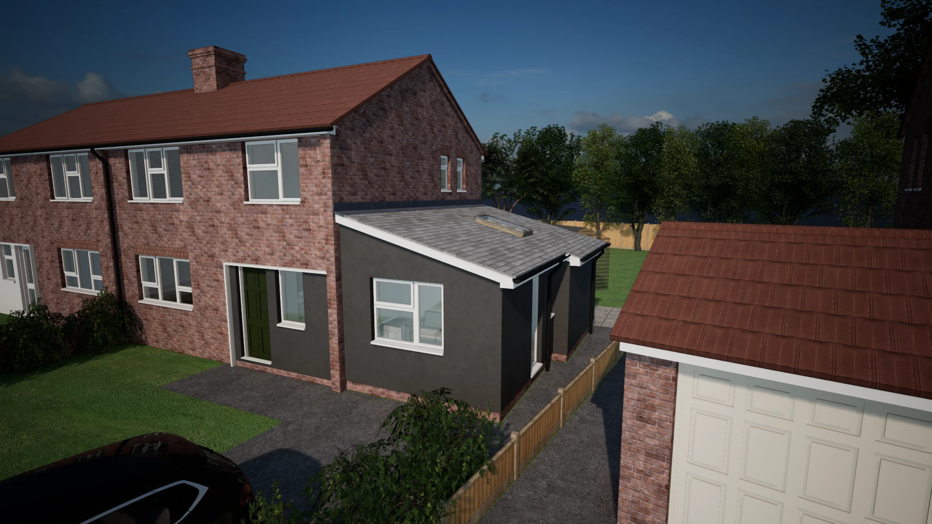 Side extension, Ferring: painted render option in Mid Grey