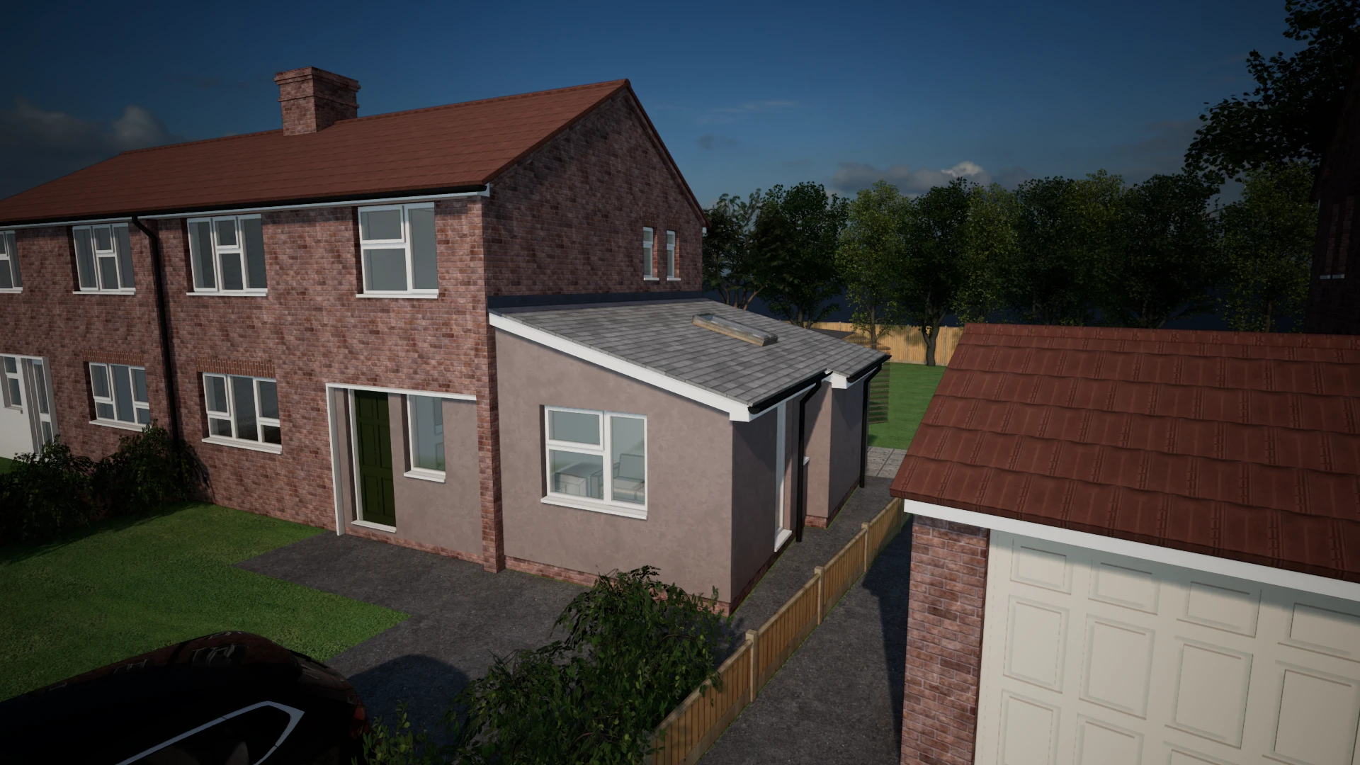 Side extension, Ferring: painted render option in Rose Clay