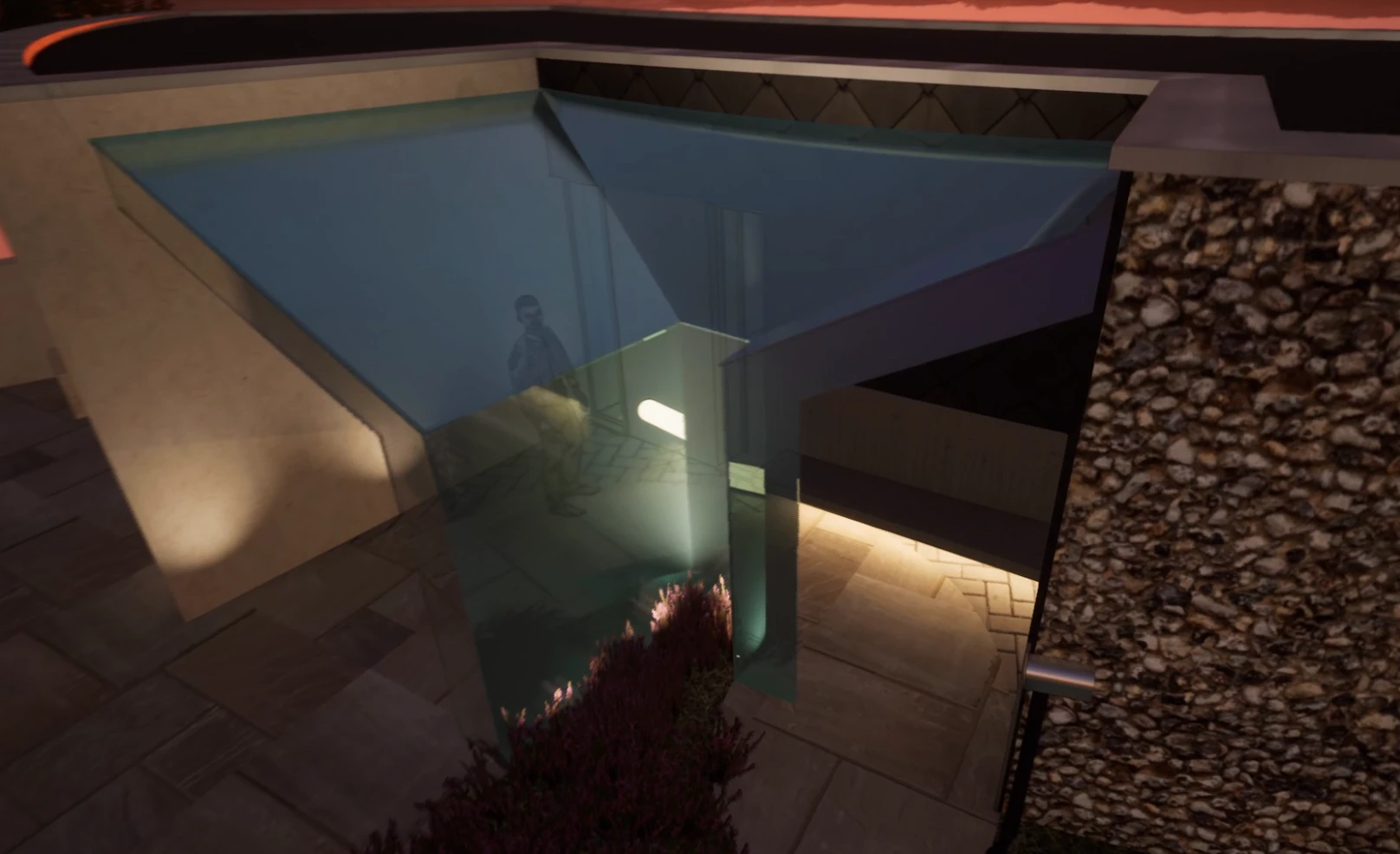 Glass canopy concept, final scheme in landscape context