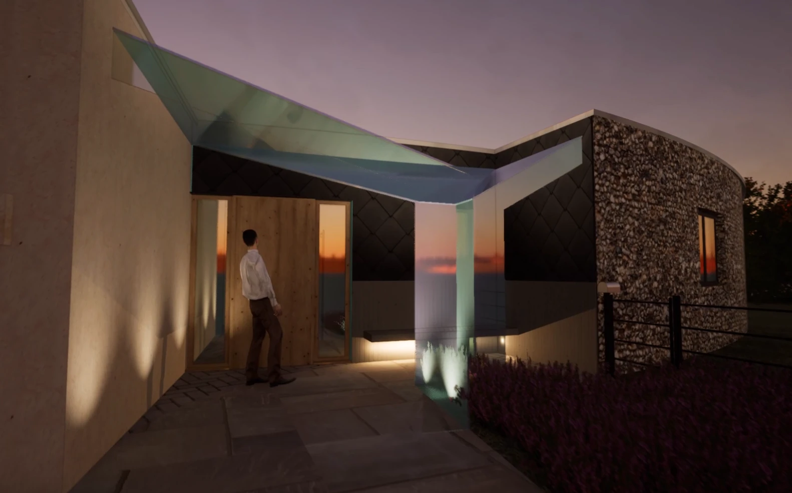 Glass canopy concept, materials and joint detail